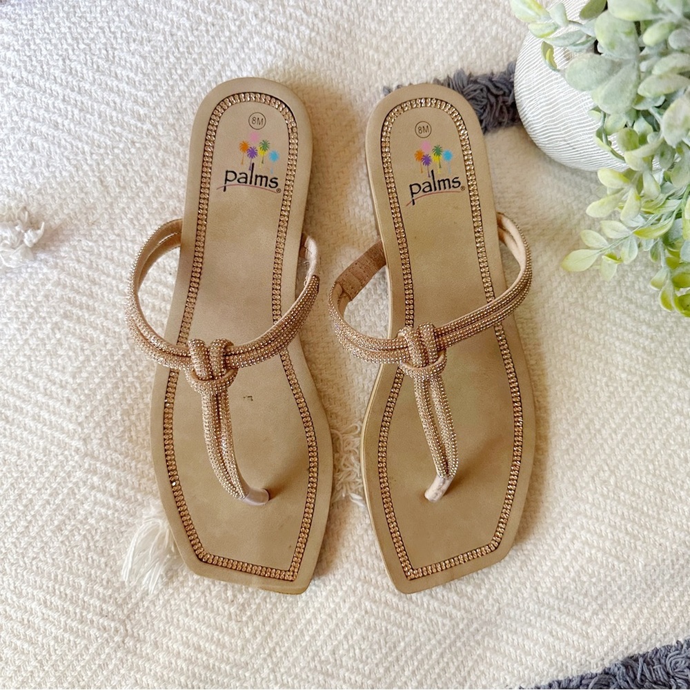 Palms Square Toe Rhinestone Sandals